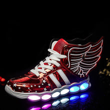 Children Shoes With Light usb Boys And Girls Casual LED Shoes For Kids Usb Charging 2016 LED Light Up 4 Colors Wing Kids Shoes