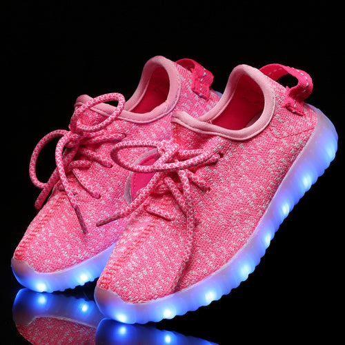 New fashion light up kids led shoes luminous girl boys shoes color glowing casual with simulation sole charge for Childrens