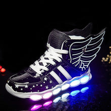 Children Shoes With Light usb Boys And Girls Casual LED Shoes For Kids Usb Charging 2016 LED Light Up 4 Colors Wing Kids Shoes