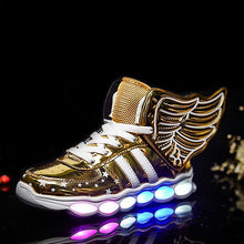 Children Shoes With Light usb Boys And Girls Casual LED Shoes For Kids Usb Charging 2016 LED Light Up 4 Colors Wing Kids Shoes