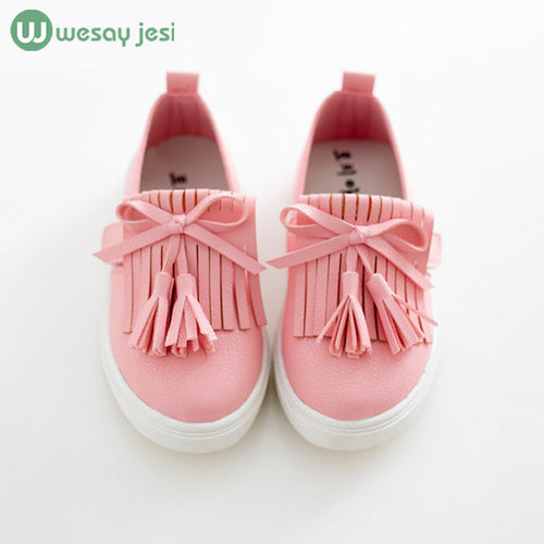 Kids shoes 2016 spring girls leather shoes princess tassel Flats children shoes girls cute sneakers for toddler girls trainers